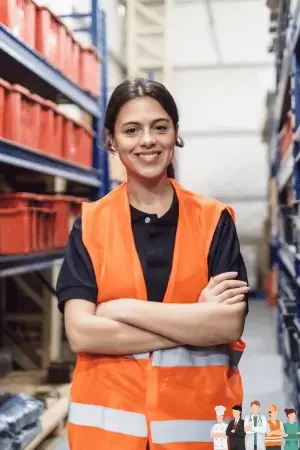 female gutter cleaning worker